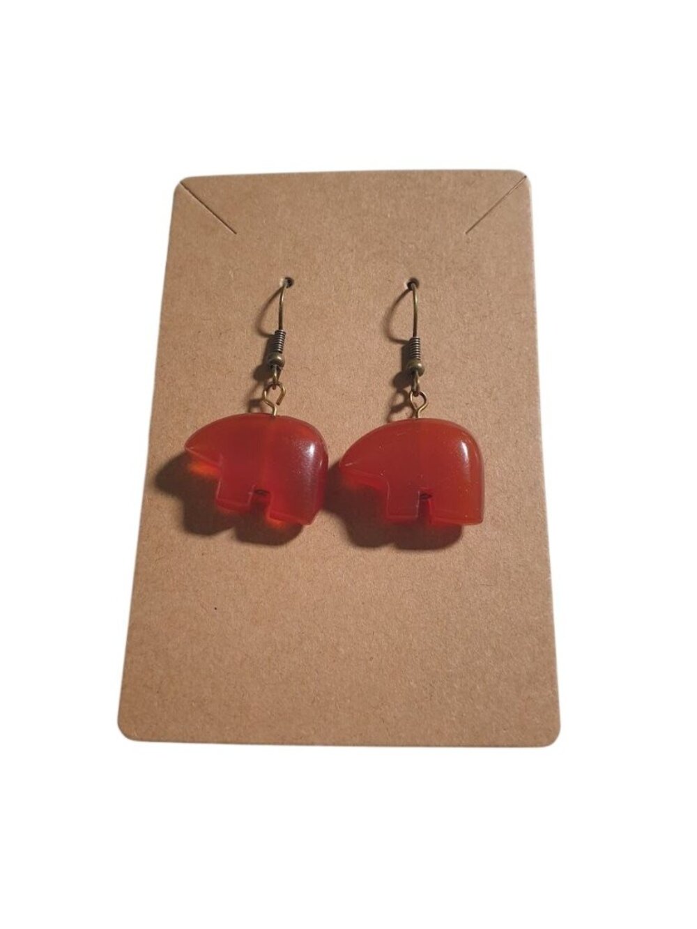 Natural Orange Gemstone Elephant Drop Dangle Earrings Hook Handmade Boho Jewelry
